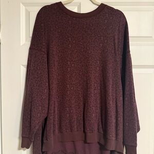 Burgundy Leopard Print Crewneck